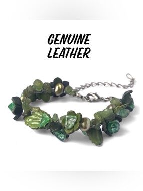 New Genuine Leather Handmade Handcrafted Flower Bracelet